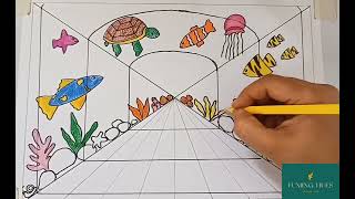 draw perspective aquarium drawing easy step by step  drawing perspective tutorials L1 [upl. by Norrie40]