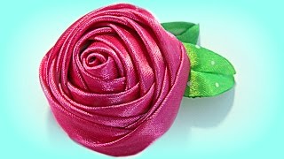 Cómo hacer una rosa con cinta How to make a ribbon rose [upl. by Eal936]