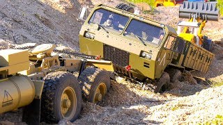 RC TRUCKS M983 HEMTT OSHKOSH 8x8 AMEWI PULL A RC WHEEL LOADER LIEBHERR FM ELECTRICS [upl. by Archambault]