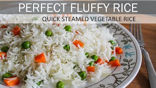 Simple Steamed Vegetable Rice  How to make Perfect Fluffy Rice  Vegan Recipe [upl. by Nivrad]