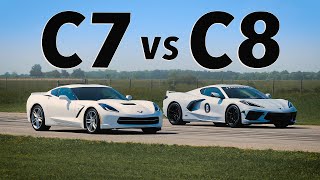 C8 Corvette vs C7 Corvette  Drag amp Roll Race Comparison [upl. by Nowtna604]