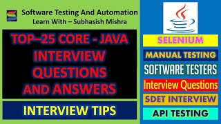 Top 25 Java Interview Questions and Answers for SDET [upl. by Atisusej458]