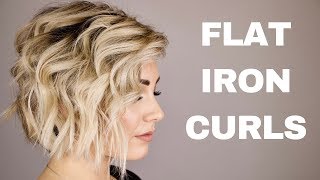 HOW TO CURL WITH A FLAT IRON  short hair [upl. by Hay]