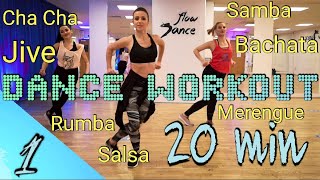 20 Min Beginner Dance Workout  Hustle Salsa Merengue Cha Cha Rumba Samba Jive  Follow Along [upl. by Ennaeerb]