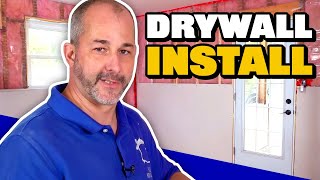 How to DIY Drywall For Beginners  Cutting amp Installing [upl. by Acisseg]