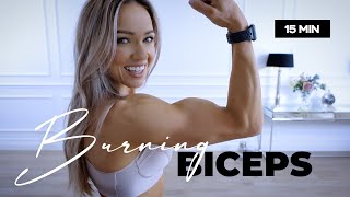 15 Minute BURNING Biceps Workout  Dumbbells  Caroline Girvan [upl. by Syl911]