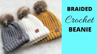 Braided Beanie Pattern Easy Crochet Ribbed Beanie [upl. by Disini160]