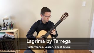 Lagrima by Tárrega and Lesson for Classical Guitar [upl. by Assirok230]